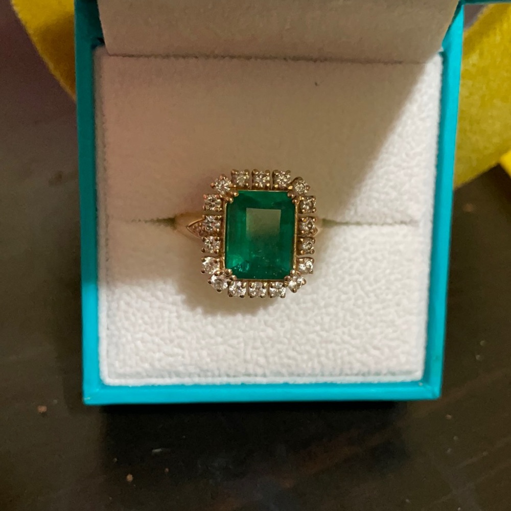 Emerald diamond 14ct gold Effy brand